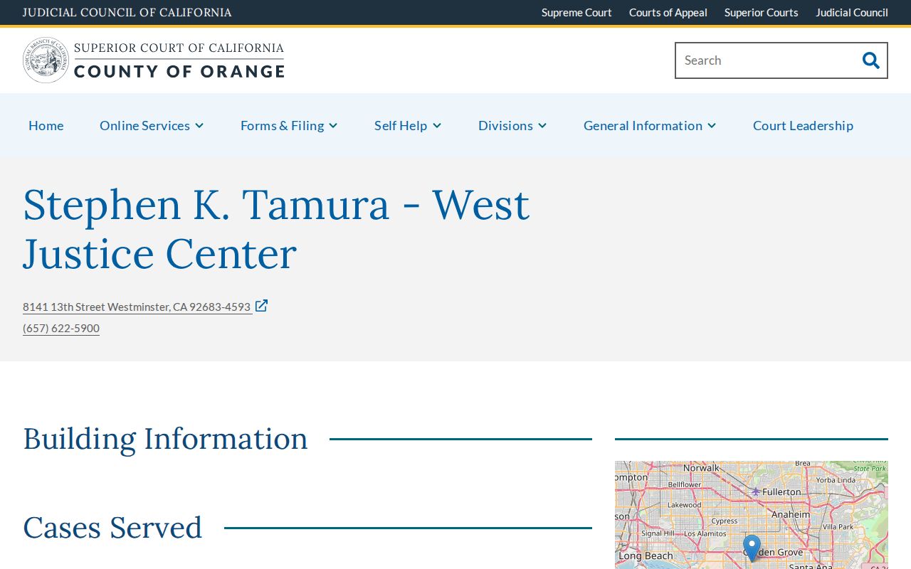 West Justice Center Orange County court location