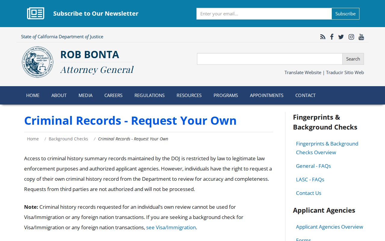 California DOJ Orange County criminal history record review