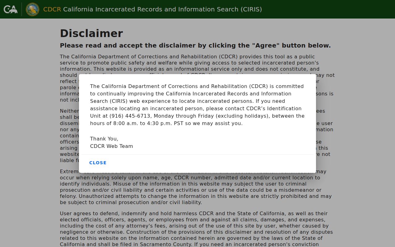 CDCR Orange County criminal history custody locator