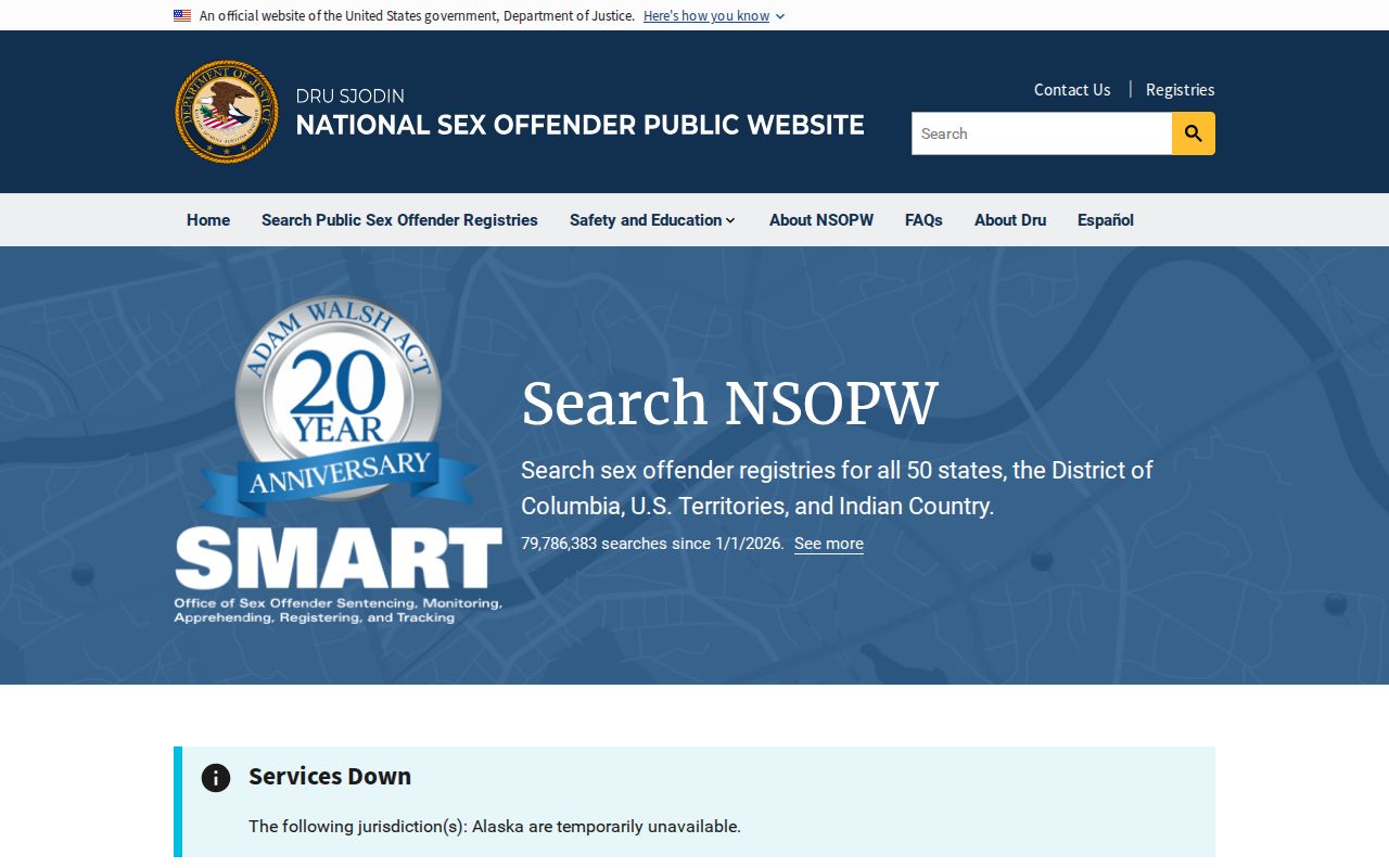 National Sex Offender Public Website search for cross-state checks